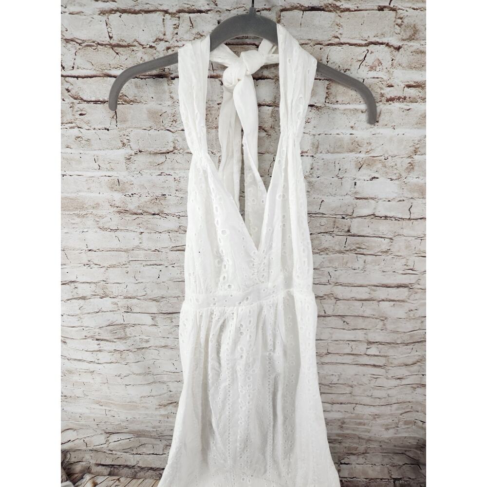 Holiday Dress Size Large Crochet Style Halter Straps White NEW